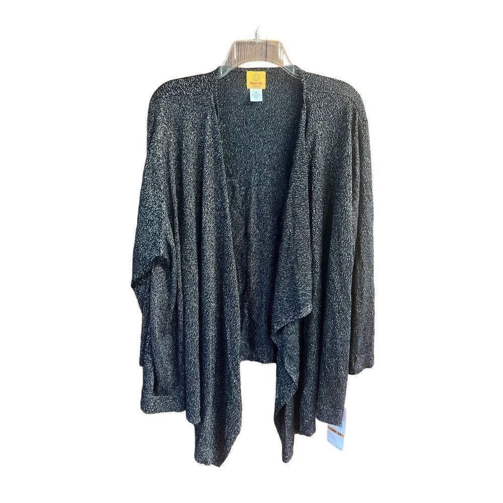 Ruby Rd Black/Gold Sparkle Open Woven Cardigan Sz 3XL NWT